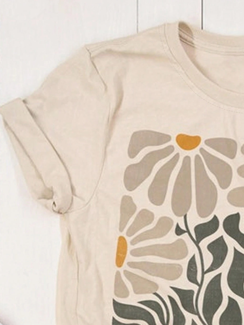 INAWLY Women'S Plant Printed round Neck T-Shirt Graphic Tees Women Tops