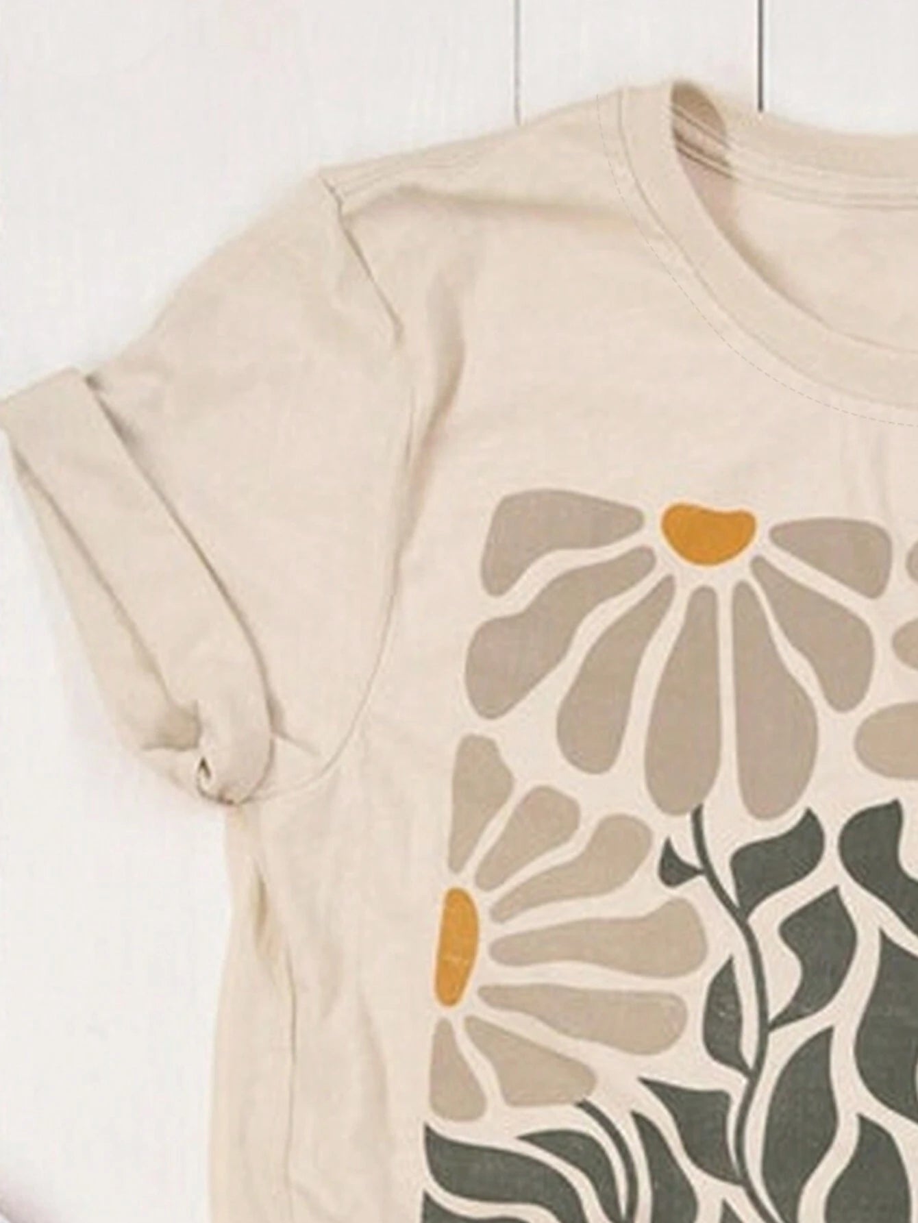 INAWLY Women'S Plant Printed round Neck T-Shirt Graphic Tees Women Tops