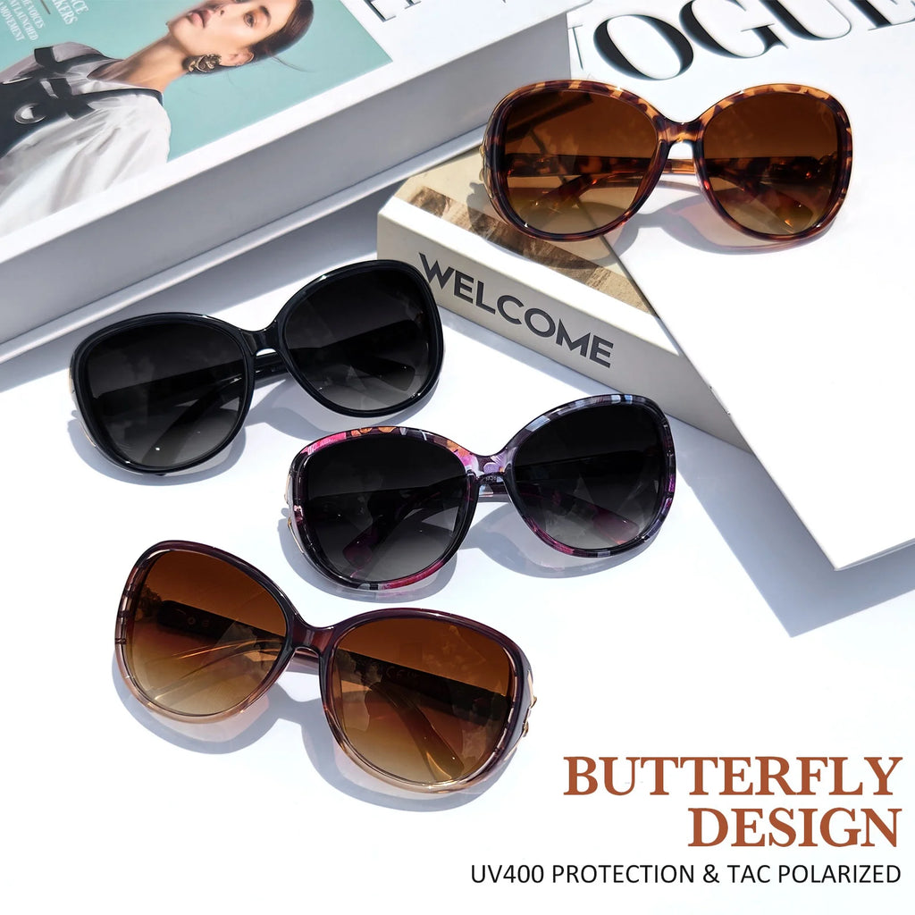 Elevate Your Style with Our Women's Retro Oversized Butterfly Polarized Sunglasses - Chic Shades in a Set of 2